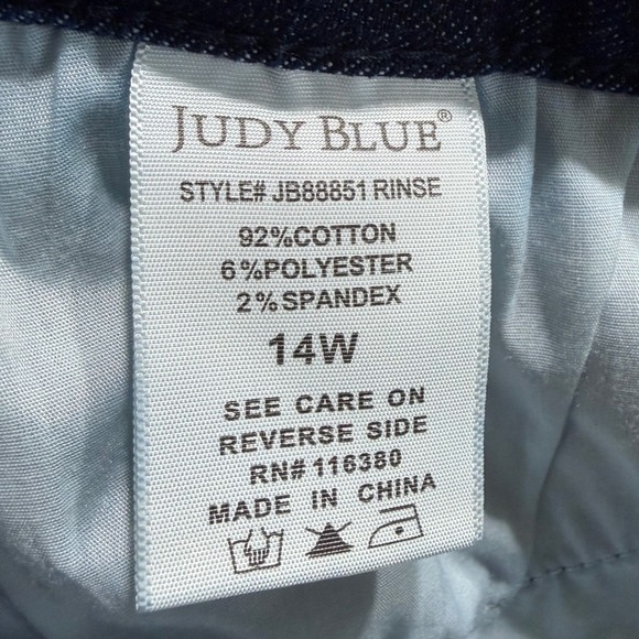 Judy Blue Braided Side Hight RIse Cropped Jeans size 14W Dark Wash Blue - Picture 5 of 11